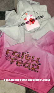 Women Pink Ombre' Faith Over Fear Hoodie